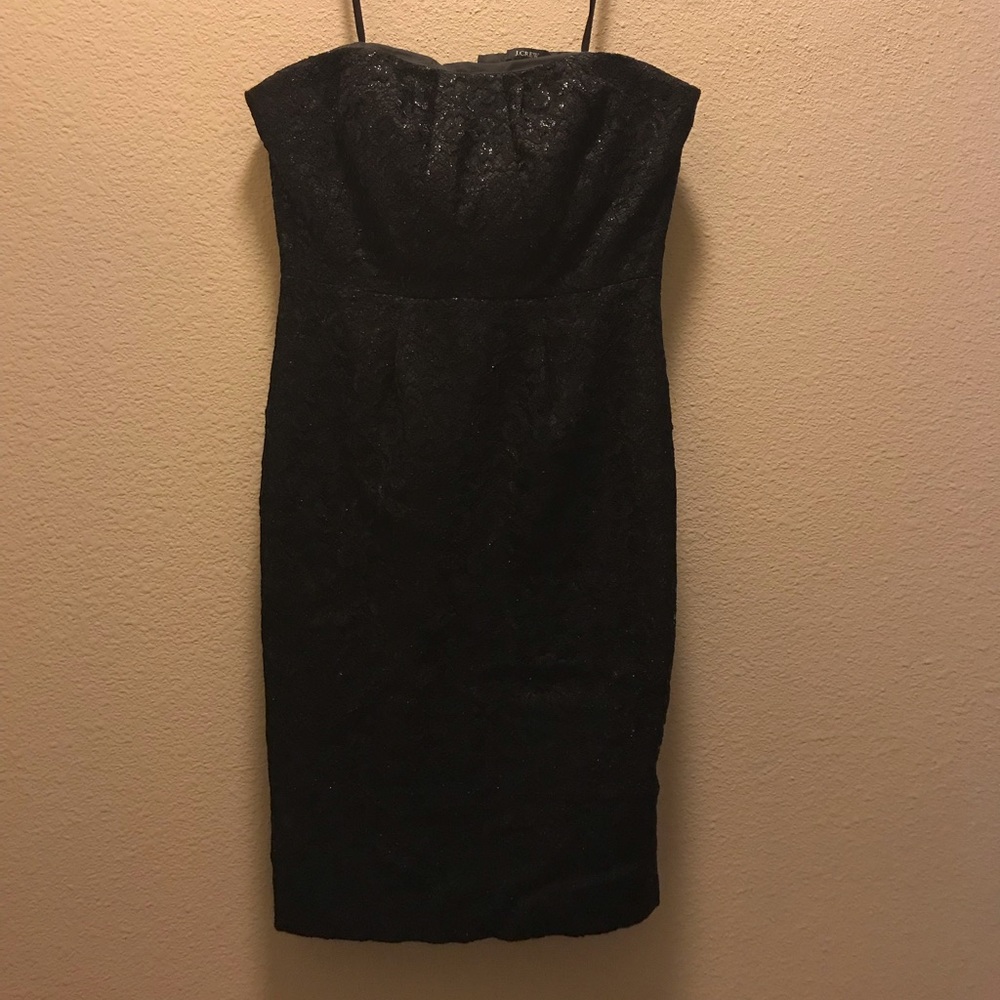 J. Crew strapless black dress w POCKETS!